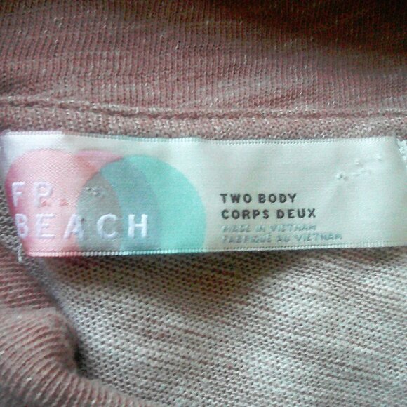 FP Beach Free People Dusty Rose Two Body Cotton Cowl Neck Top ONE SIZE - Picture 10 of 10